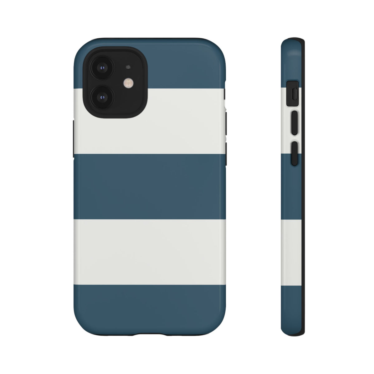 Blue & White Horizontal Stripe Pattern Phone Case - Blue Phone Case - iPhone 12 Mini / Glossy
