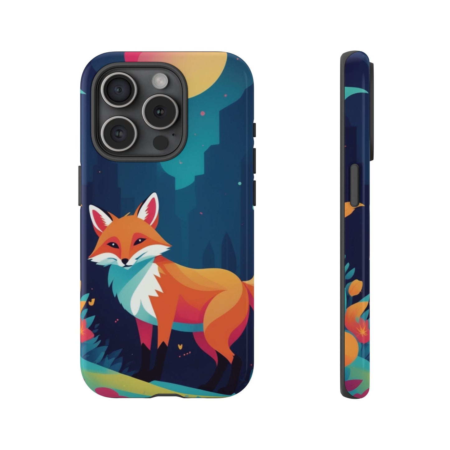 iPhone 15 Pro / Glossy Phone Case - Stylised Fox Design Phone Case