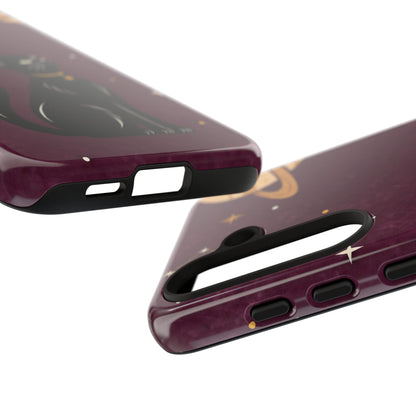 Whimsical Plum Celestial Black Cat Phone Case