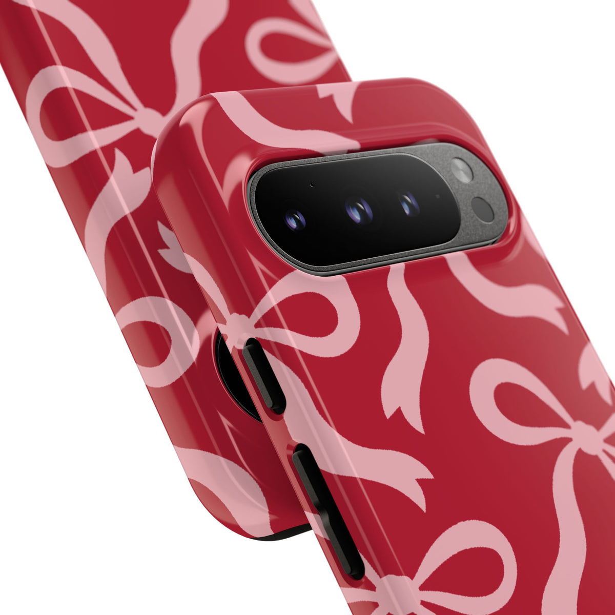 Bold Raspberry Red and Blush Pink Bow Pattern Phone Case - Red Phone Case