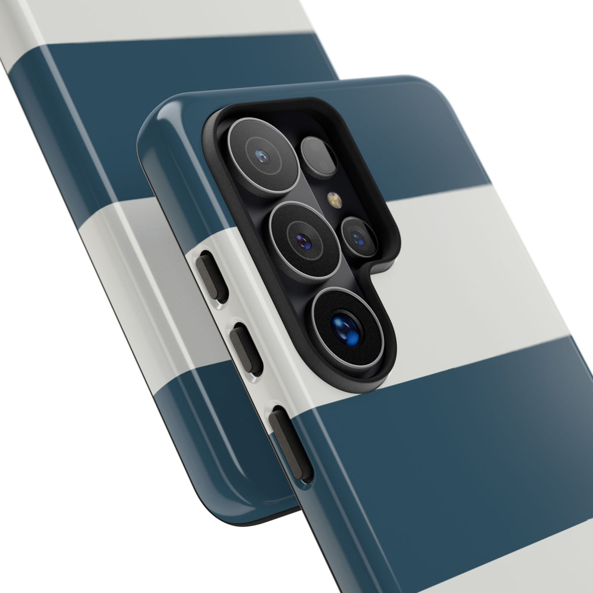 Blue & White Horizontal Stripe Pattern Phone Case - Blue Phone Case