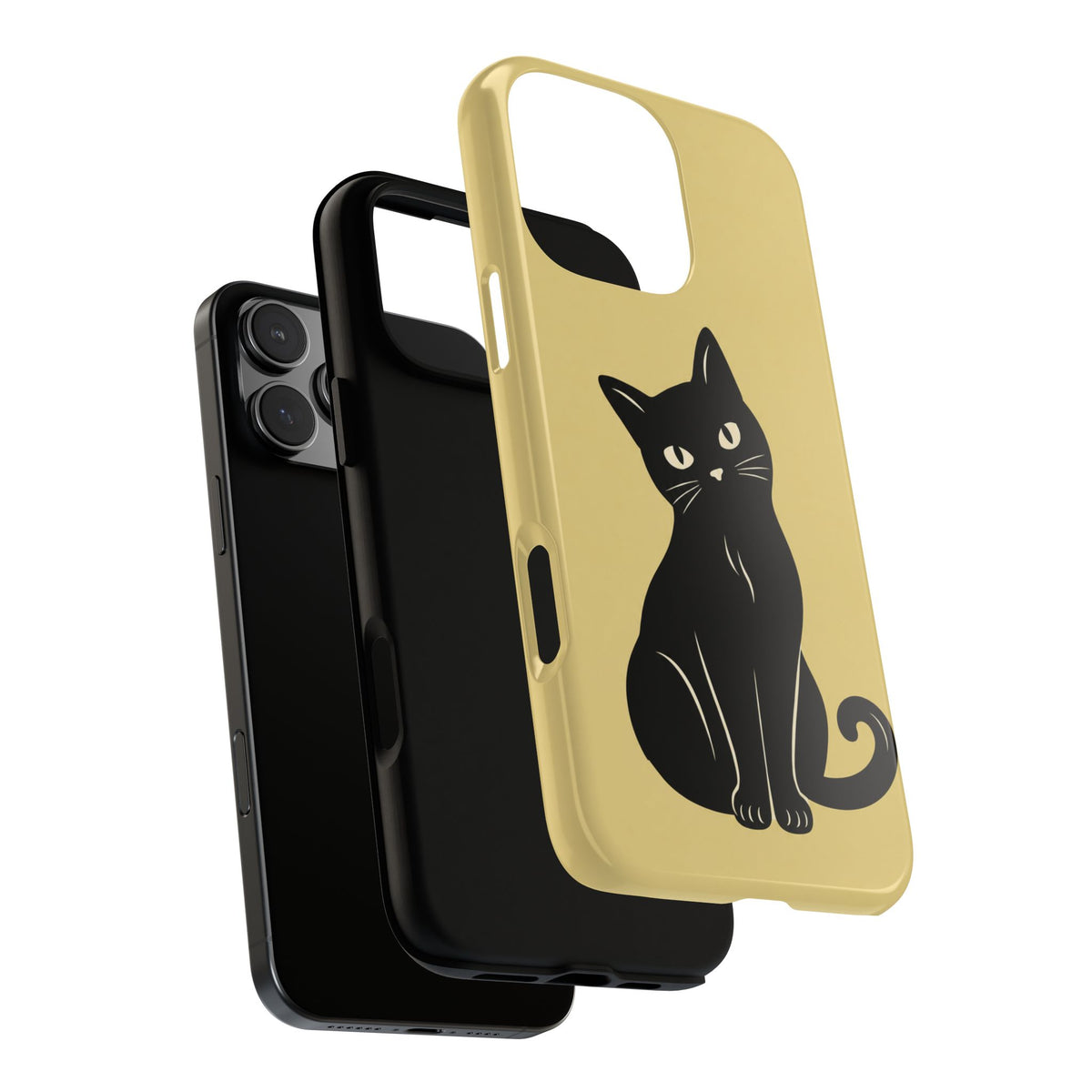 Minimalist Butter Yellow & Black Cat Phone Case