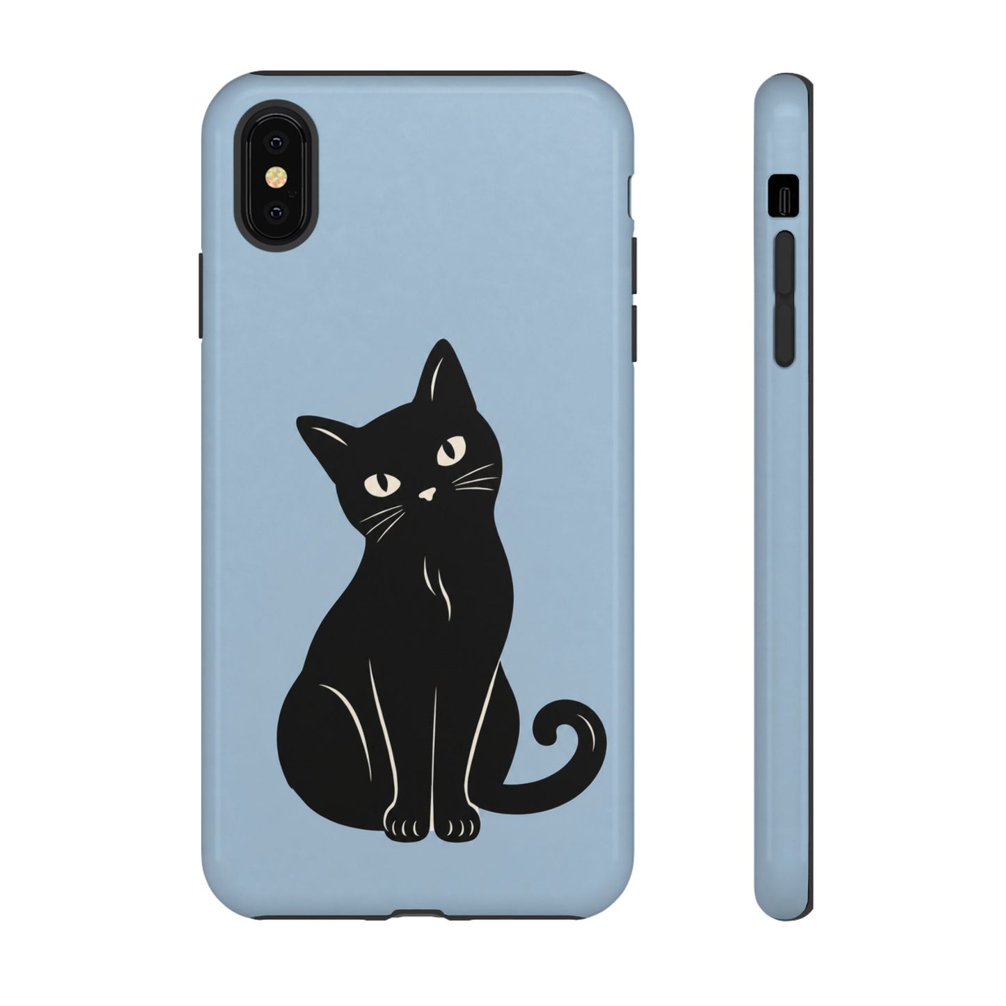 Minimalist Powder Blue & Black Cat Phone Case