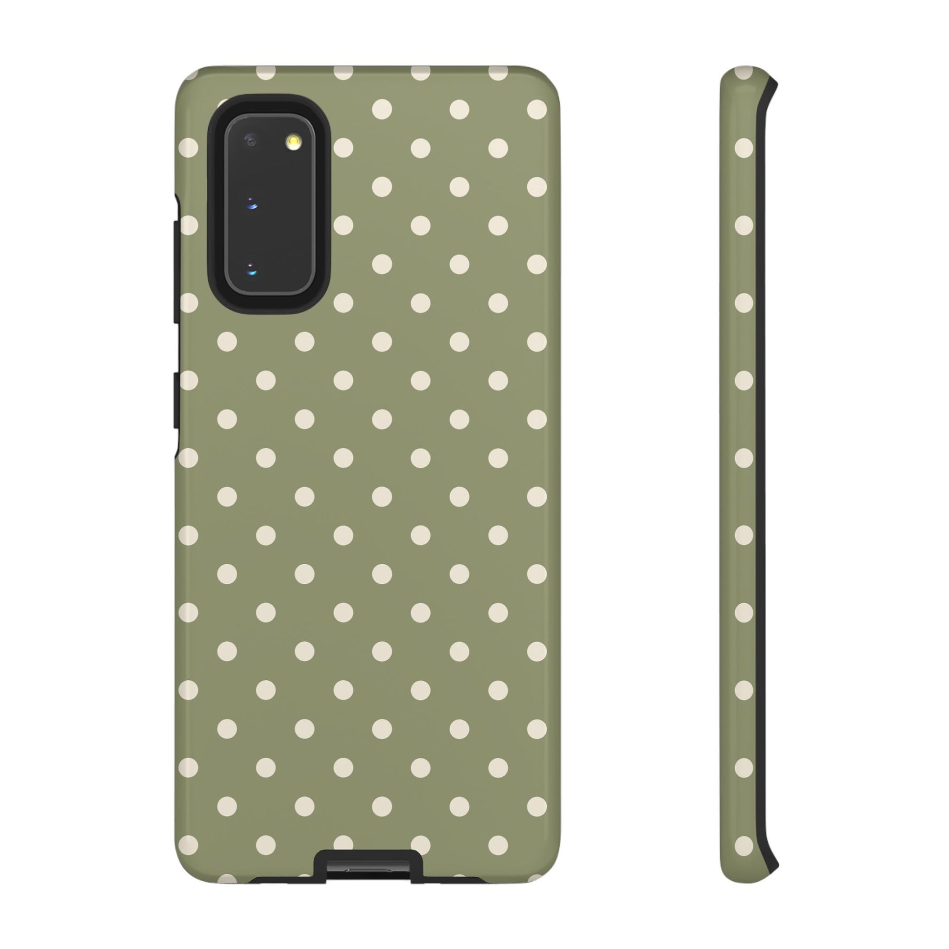 Samsung Galaxy S20 / Glossy Phone Case - ’Green & White Dot Pattern’ Phone Case