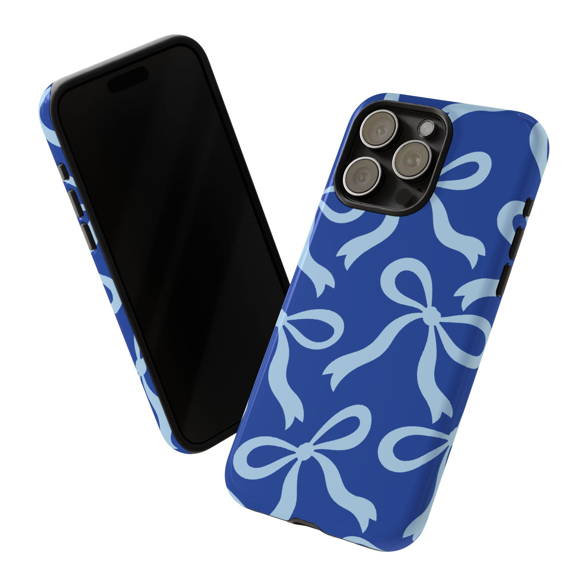Bold Cobalt Blue and Powder Blue Bow Pattern Phone Case - Blue Phone Case