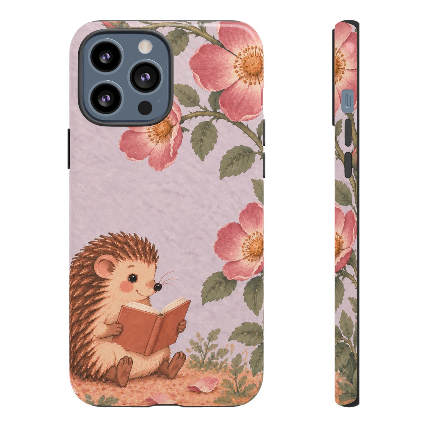 Whimsical Lilac Hedgehog and Wild Rose Phone Case - Purple Phone Case - iPhone 13 Pro Max / Glossy