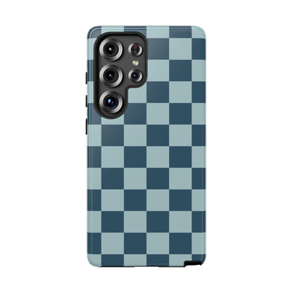 Blue Checked Pattern Phone Case - Blue Phone Case - Samsung Galaxy S25 Ultra / Glossy