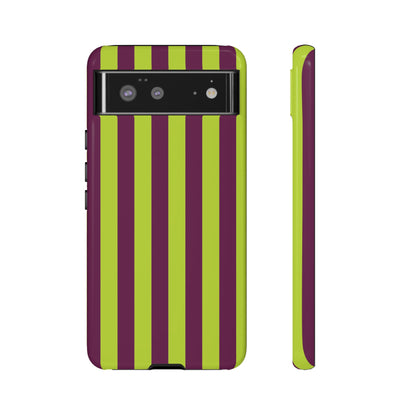 Trendy Neon Lime Green & Plum Stripe Pattern Phone Case - Green Phone Case - Google Pixel 6 / Glossy