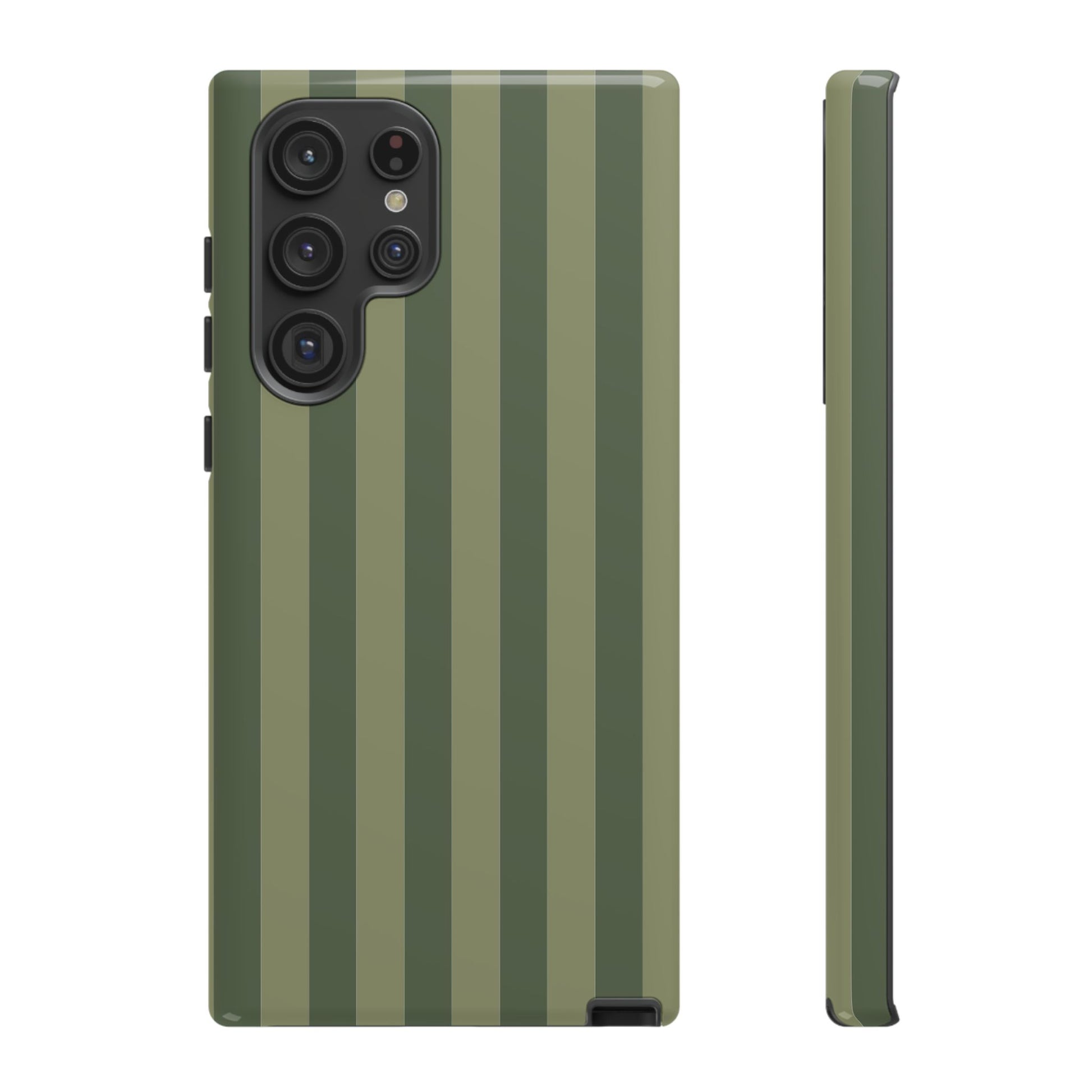 Samsung Galaxy S22 Ultra / Glossy Phone Case - ’Green Stripe Pattern’ Phone Case