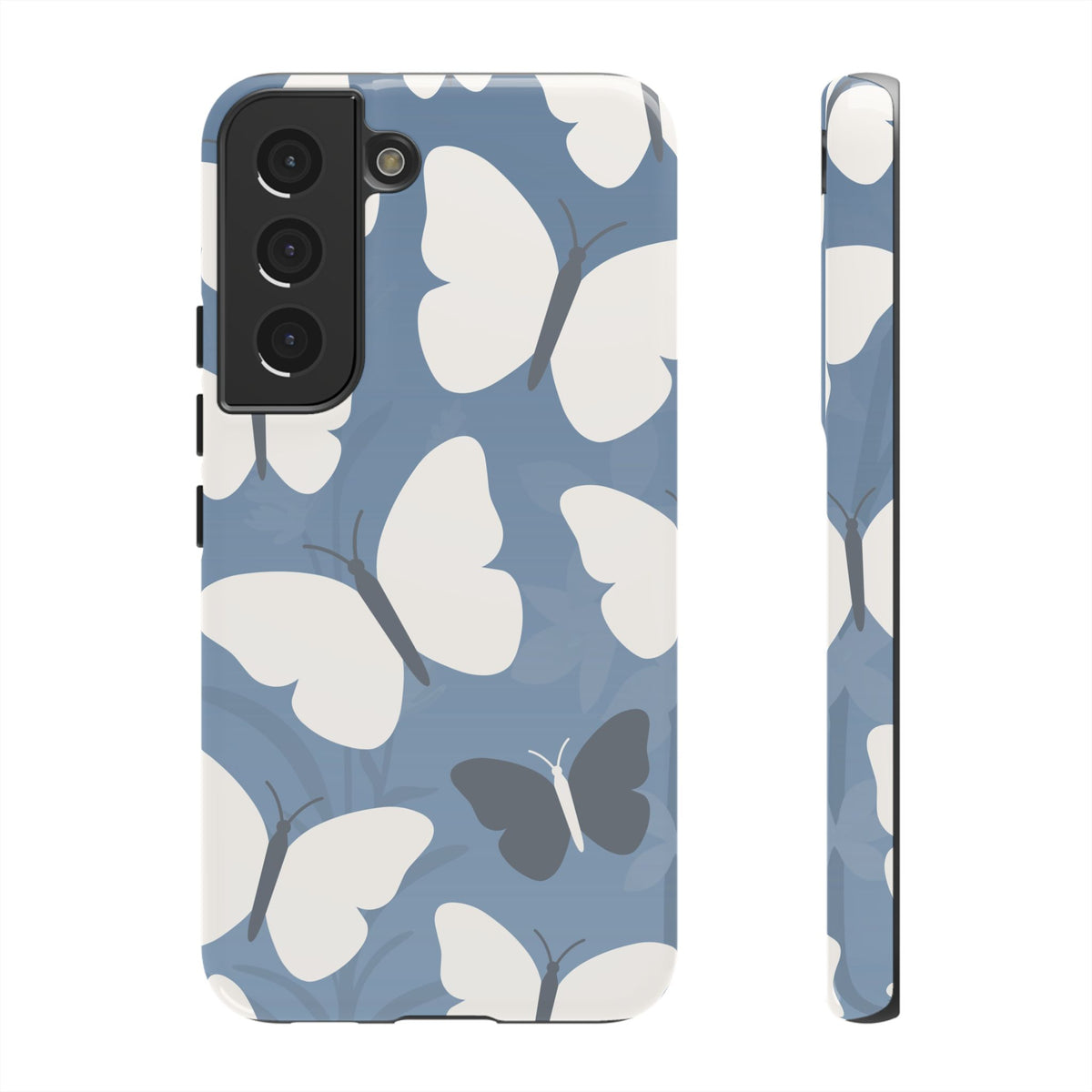 Minimalist Light Blue Butterfly Pattern Phone Case - Blue Phone Case - Samsung Galaxy S22 / Glossy