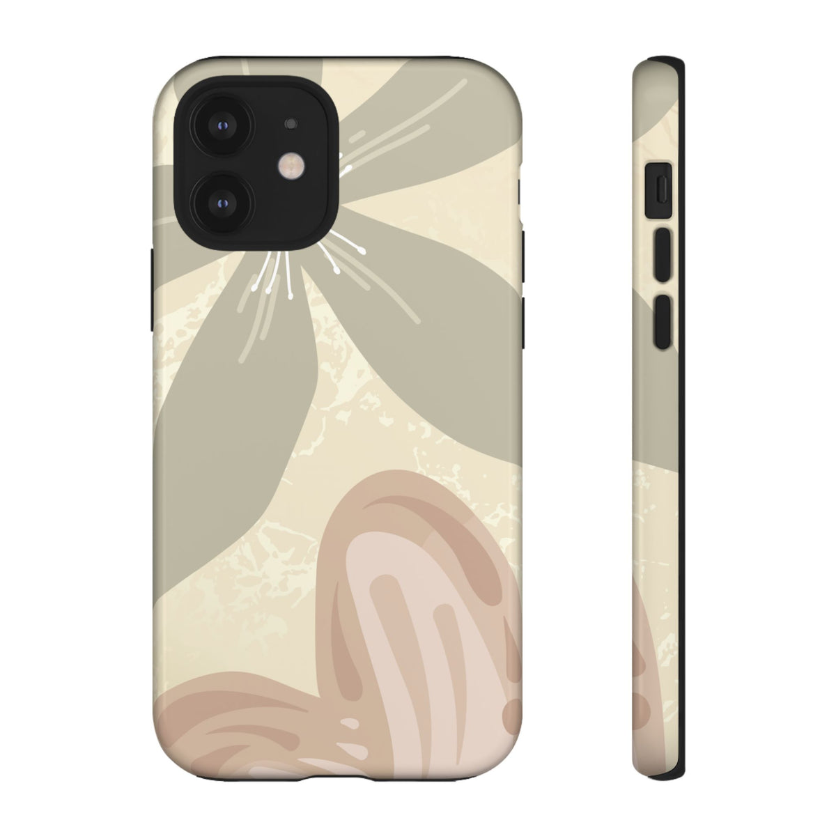 Hibiscus Heart Pattern Phone Case - Beige Phone Case - iPhone 12 / Glossy