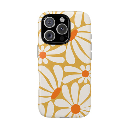 iPhone 16 Pro / Glossy Phone Case - Retro Yellow Daisy Pattern Phone Case