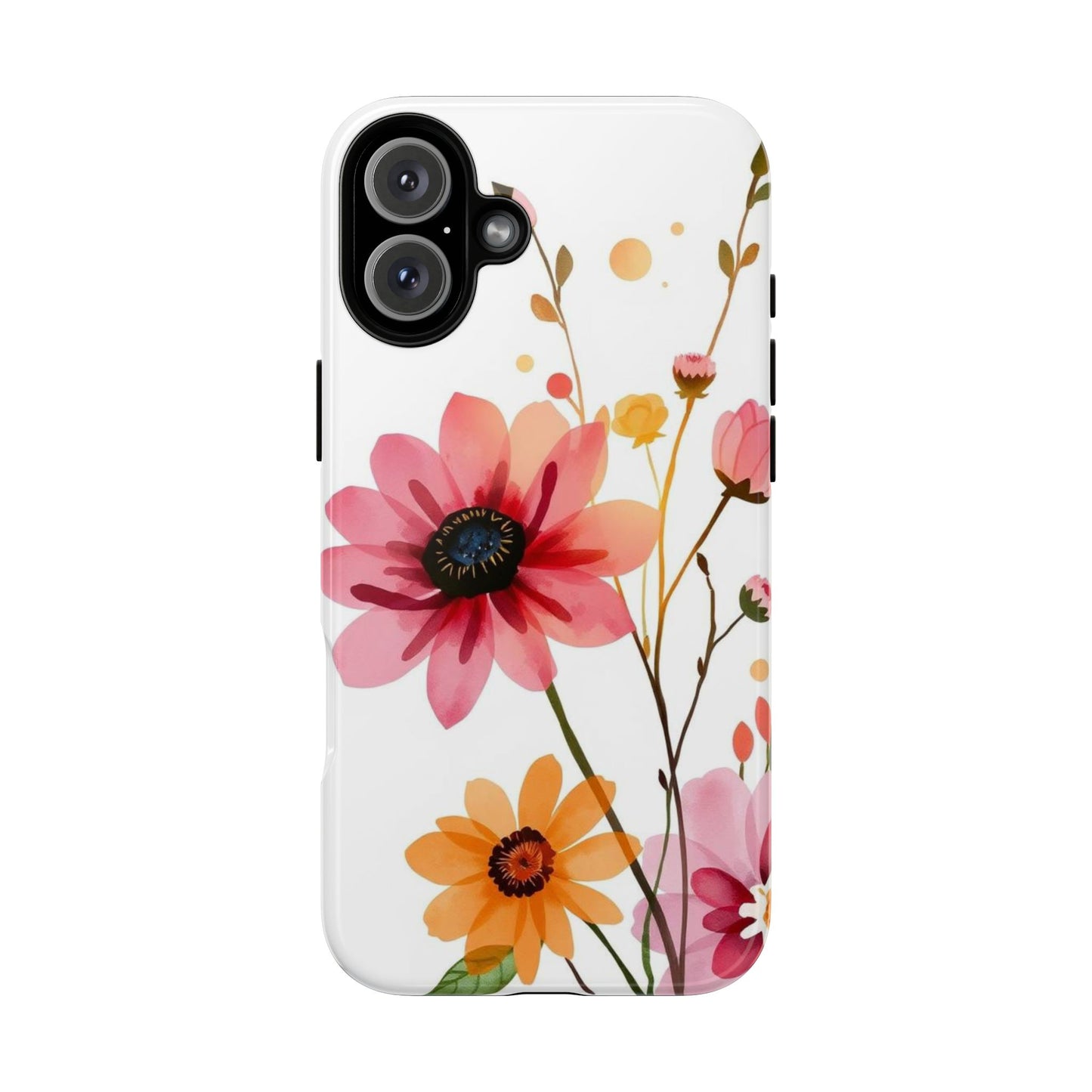 iPhone 16 Plus / Glossy Phone Case - Watercolour Style Simple Wildflower Design Phone Case