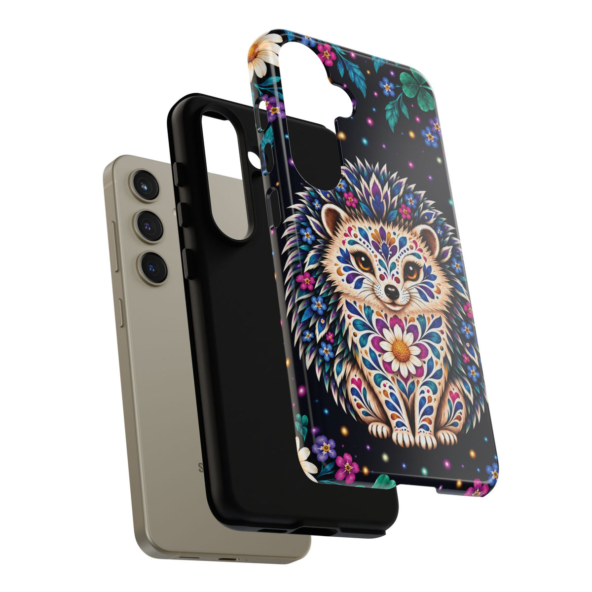 Vibrant Purple and Teal Calavera Hedgehog Phone Case - Multicolor Phone Case