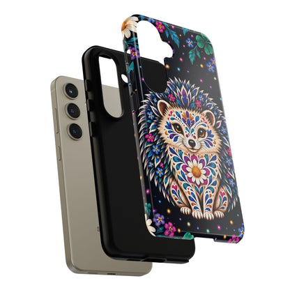 Vibrant Purple and Teal Calavera Hedgehog Phone Case - Multicolor Phone Case