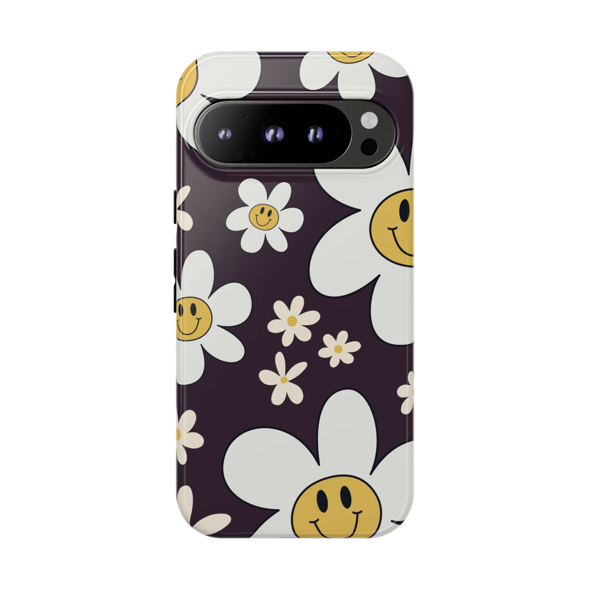 Fun Retro Daisy Pattern with Purple Background Phone Case - Purple Phone Case - Google Pixel 9 Pro / Glossy