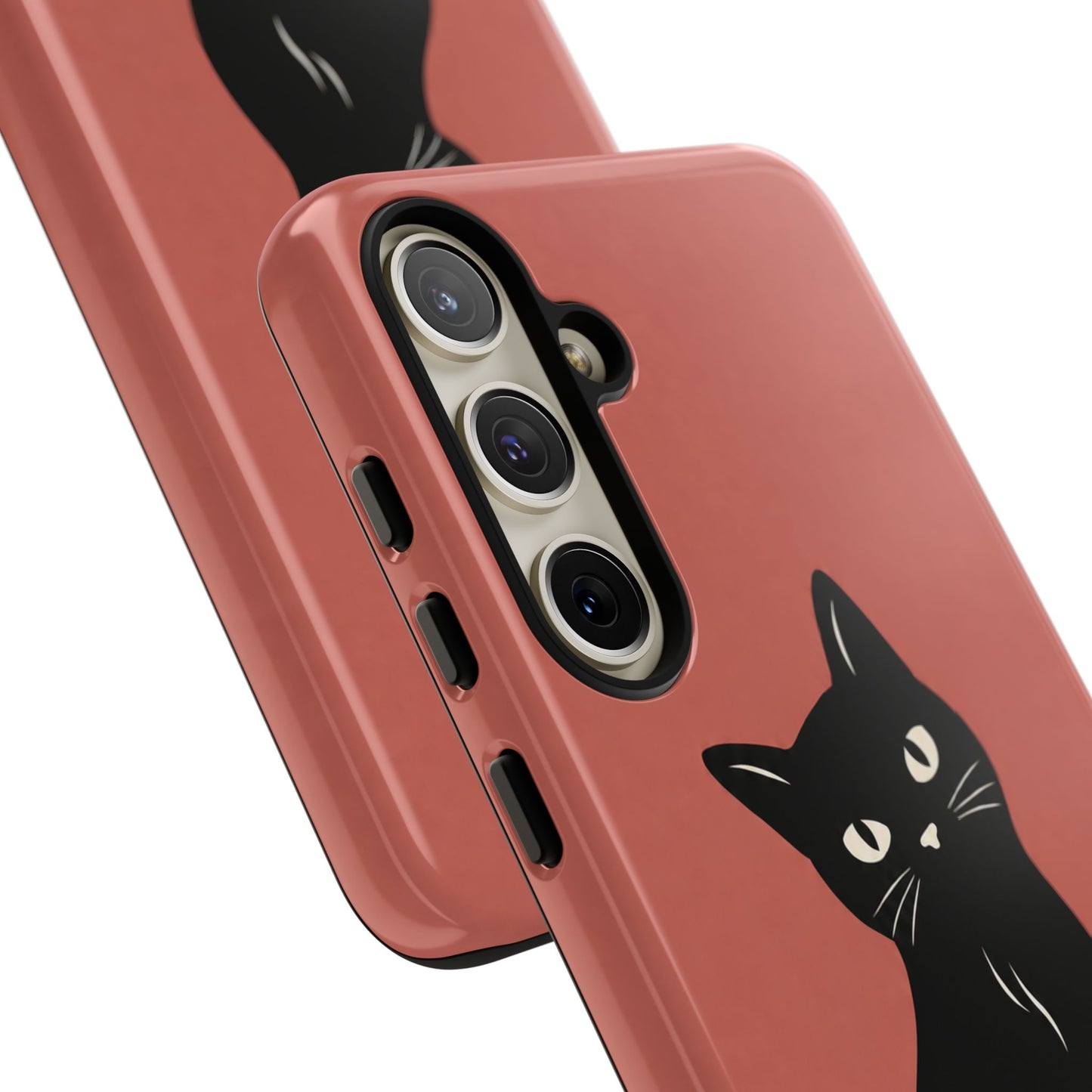 Minimalist Coral Red & Black Cat Phone Case