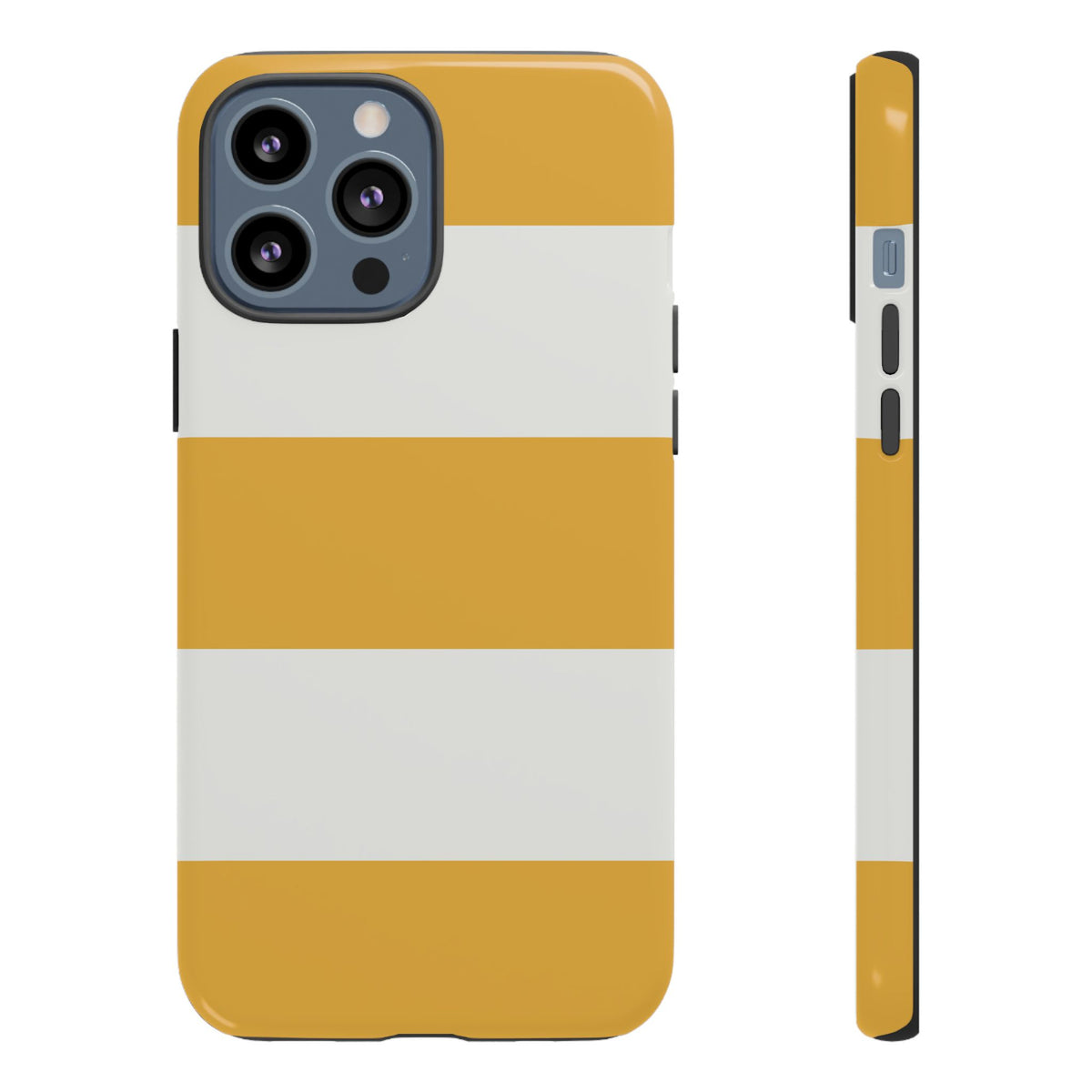 Yellow & White Horizontal Stripe Pattern Phone Case - Yellow Phone Case - iPhone 13 Pro Max / Glossy