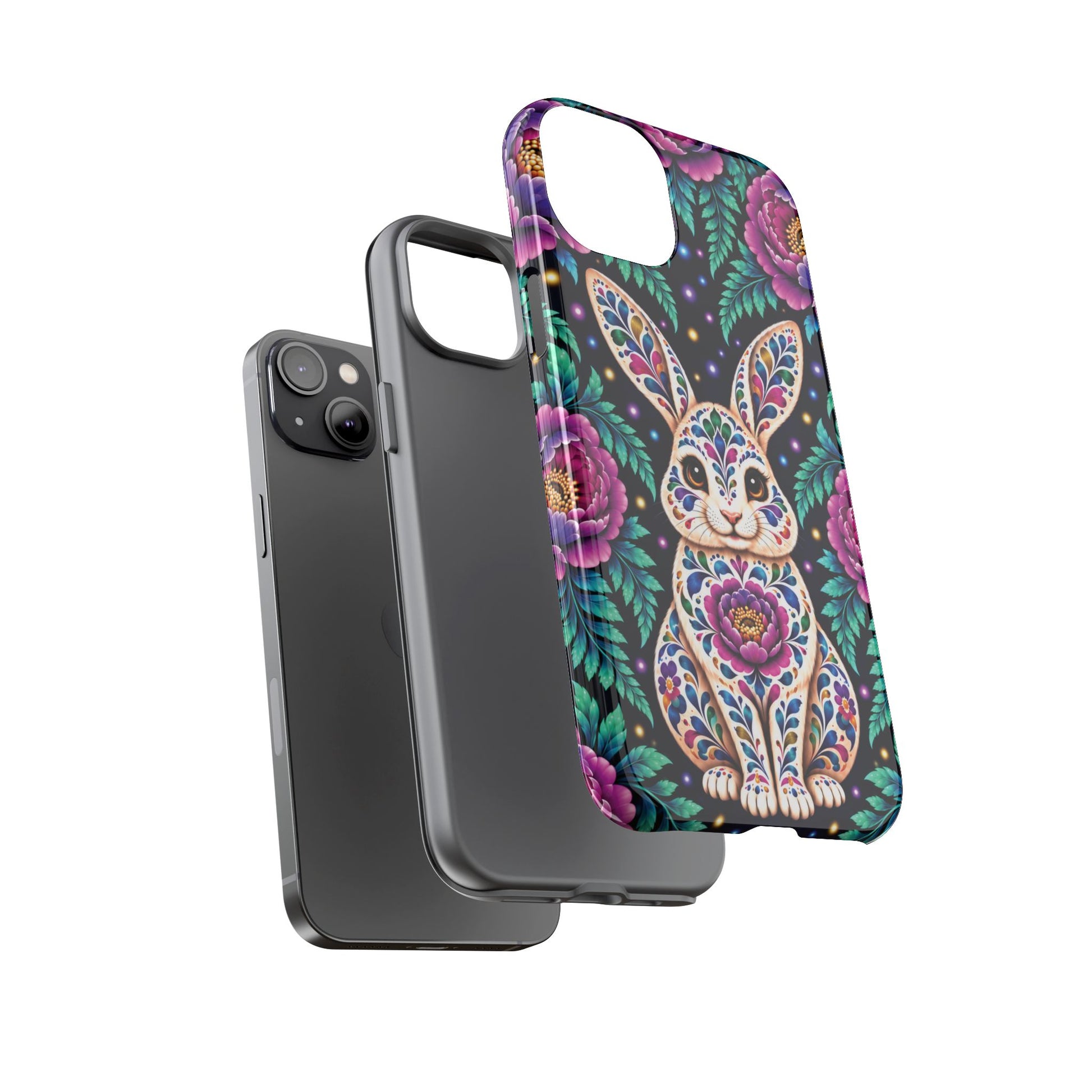 Cute Purple and Teal Calavera Bunny Phone Case - Multicolor Phone Case