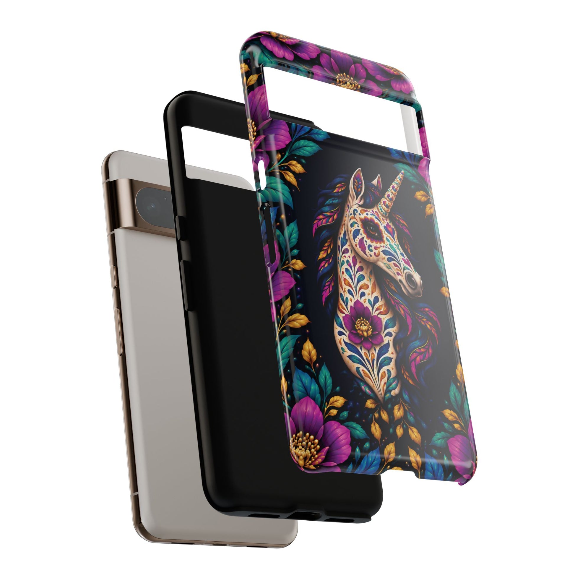 Elegant Purple and Teal Calavera Unicorn Phone Case - Phone Case
