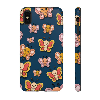 Dark Blue Butterfly Sticker Design Phone Case - Blue Phone Case - iPhone XS MAX / Glossy