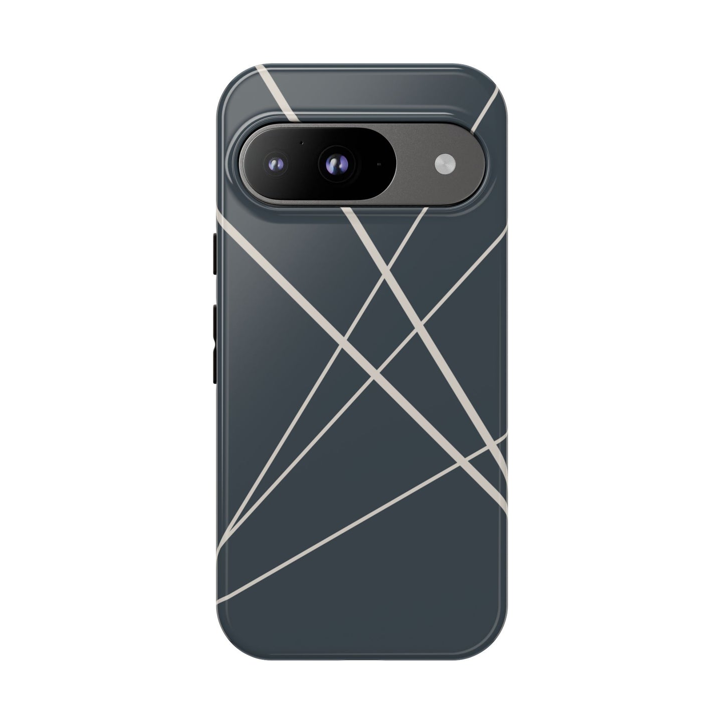 Google Pixel 9 / Glossy Phone Case - Abstract Blue with Beige Lines Phone Case