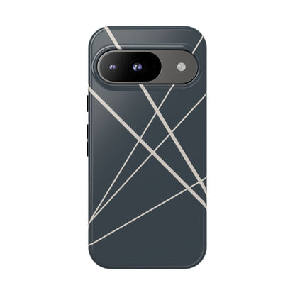 Google Pixel 9 / Glossy Phone Case - Abstract Blue with Beige Lines Phone Case