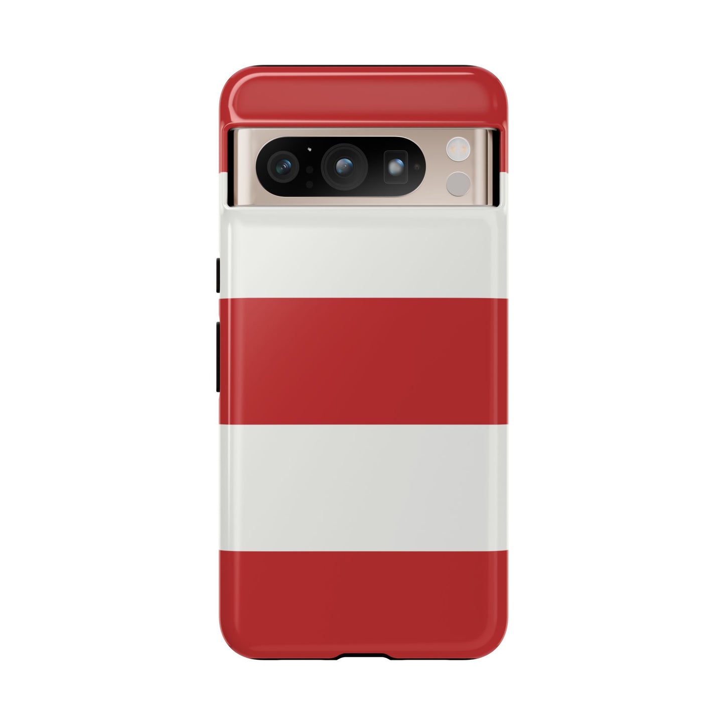 Google Pixel 8 Pro / Glossy Phone Case - Red & White Horizontal Stripe Pattern Phone Case