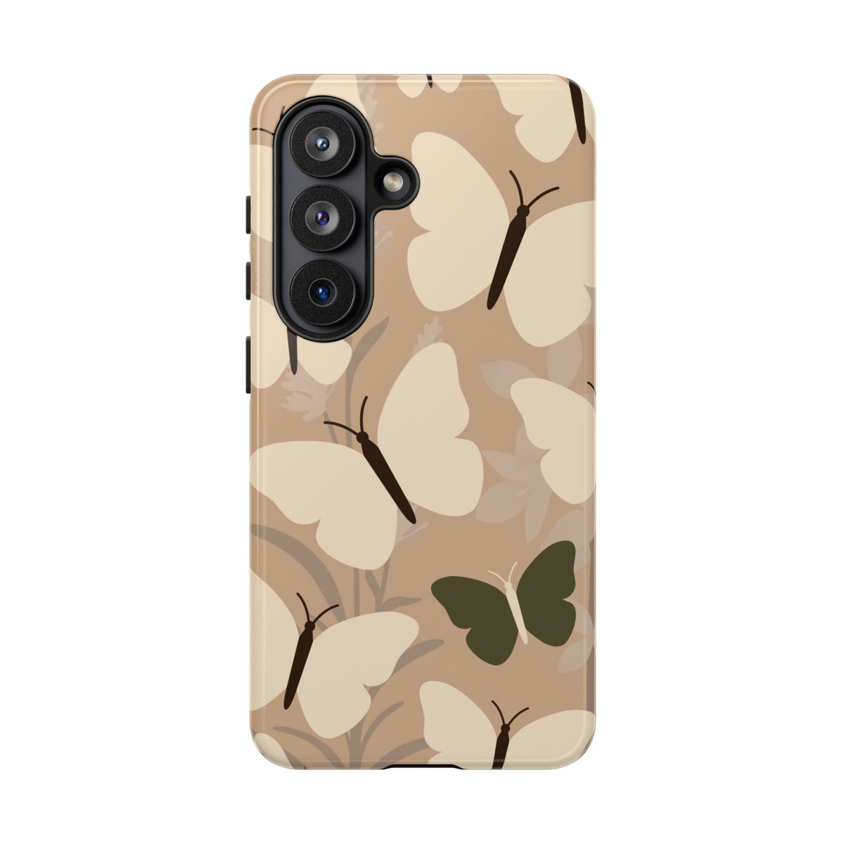 Minimalist Beige Butterfly Pattern Phone Case - Beige Phone Case - Samsung Galaxy S26 / Glossy