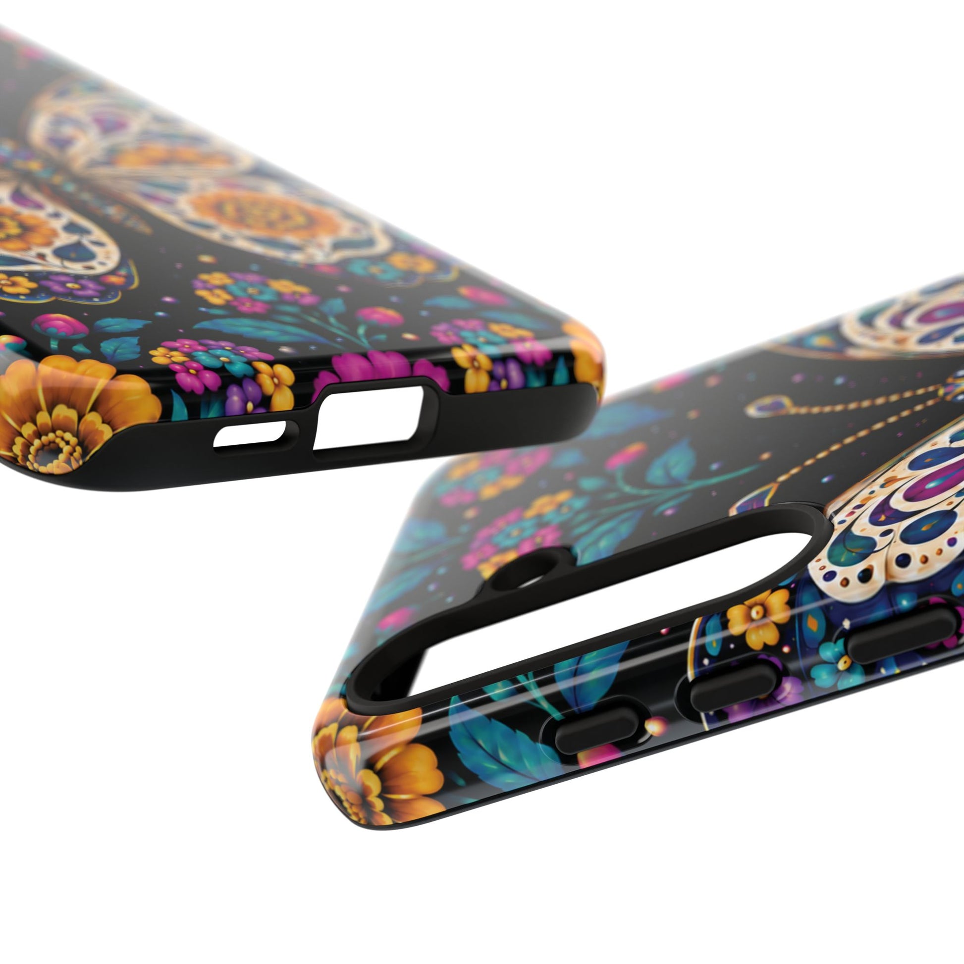 Vibrant Purple and Teal Calavera Butterfly Phone Case - Multicolor Phone Case
