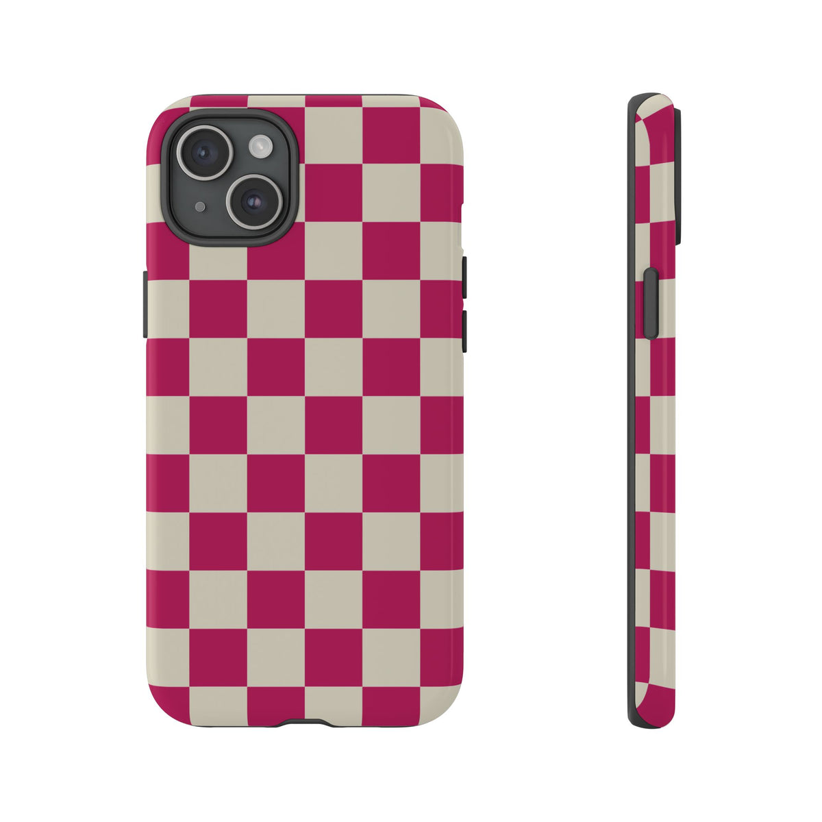 Pink & White Checked Pattern Phone Case - Pink Phone Case - iPhone 15 Plus / Glossy