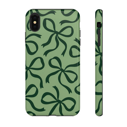 Bold Sage Green and Forest Green Bow Pattern Phone Case