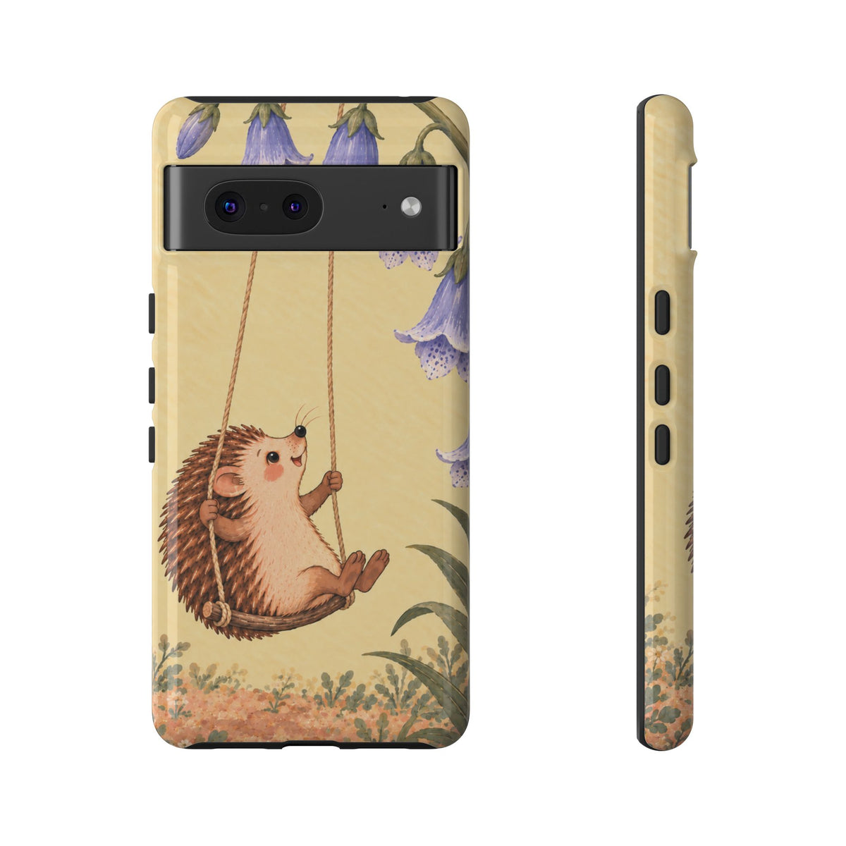 Whimsical Buttercream Hedgehog and Bluebell Phone Case - Yellow Phone Case - Google Pixel 7 / Glossy