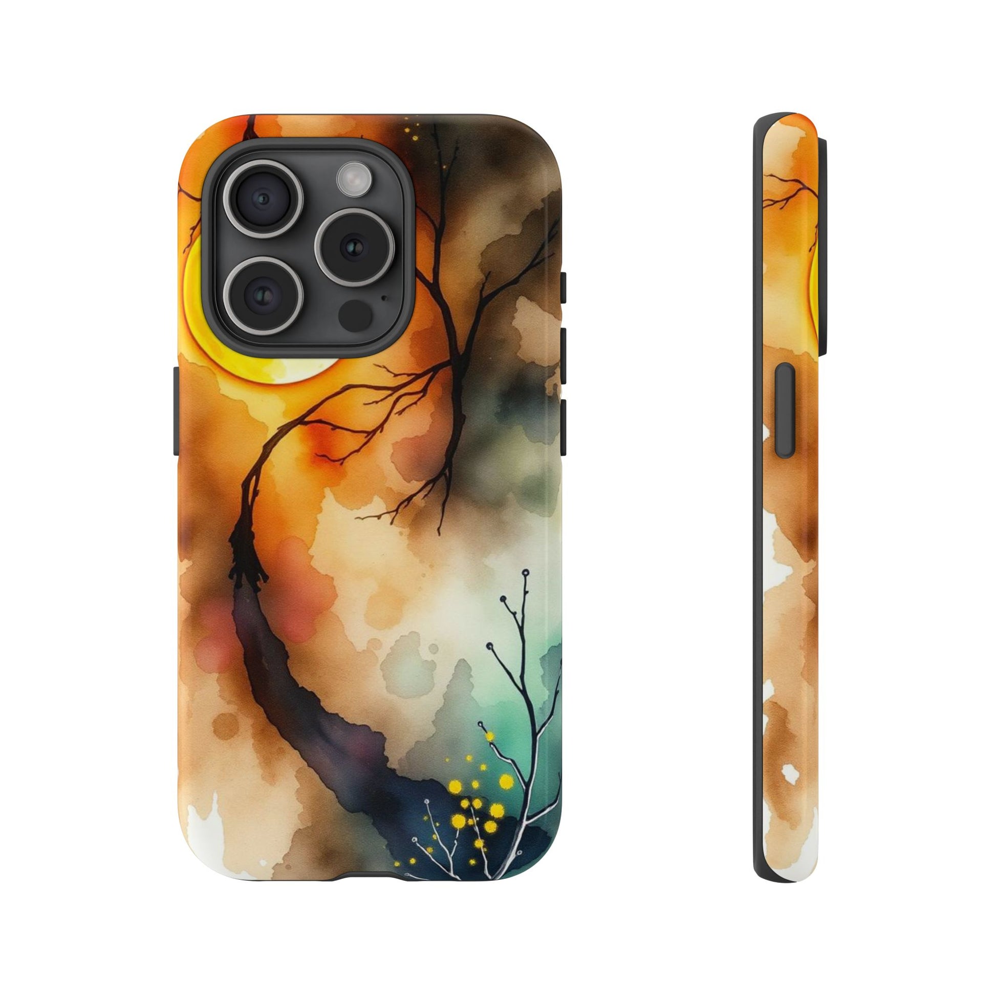 Abstract Watercolour Gothic Scene Phone Case - Multicolor Phone Case - iPhone 15 Pro / Glossy