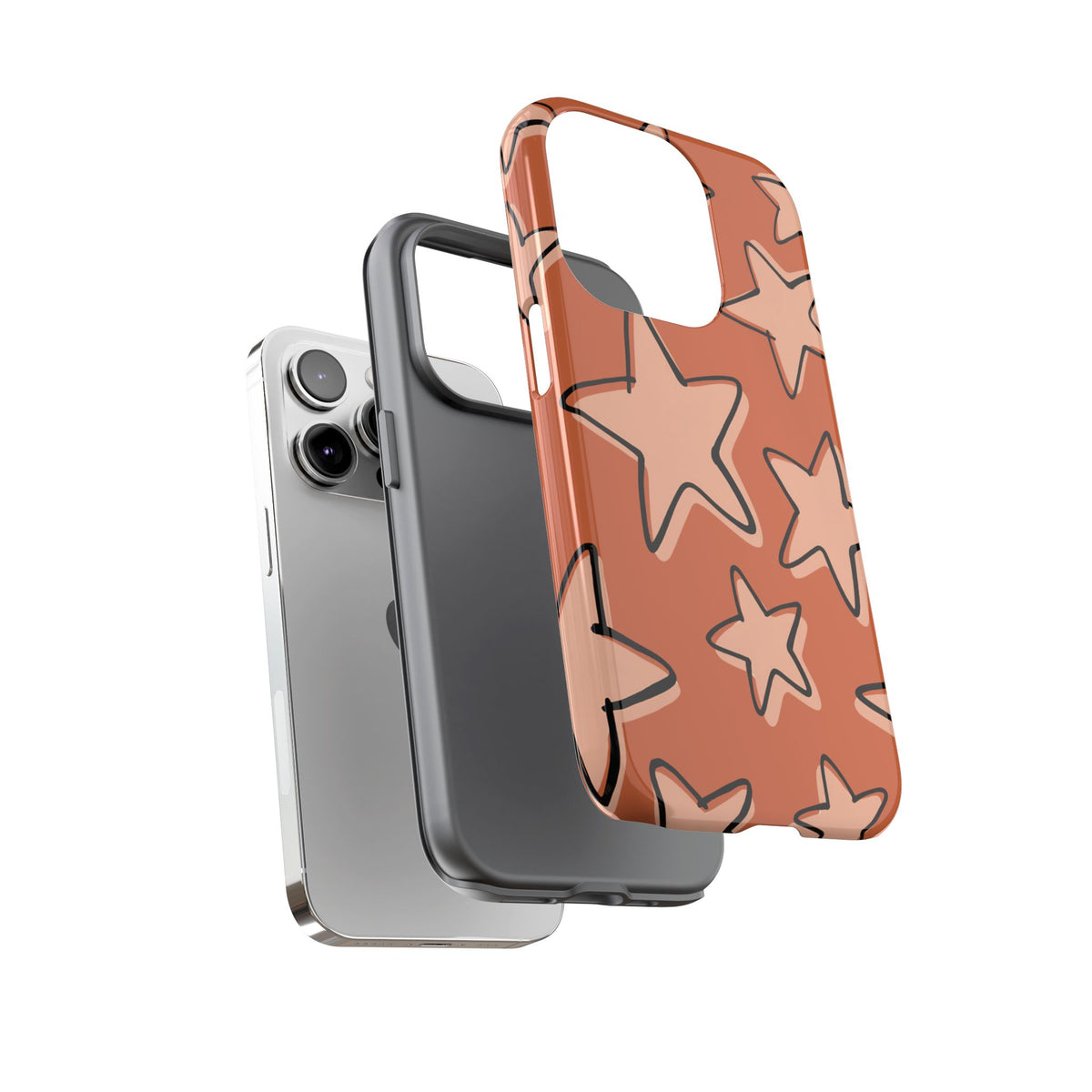 Burnt Orange Doodle Star Phone Case