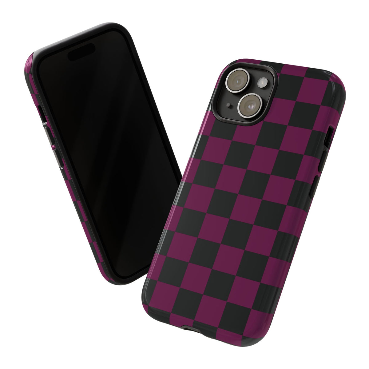 Trendy Plum & Black Checked Pattern Phone Case - Purple Phone Case