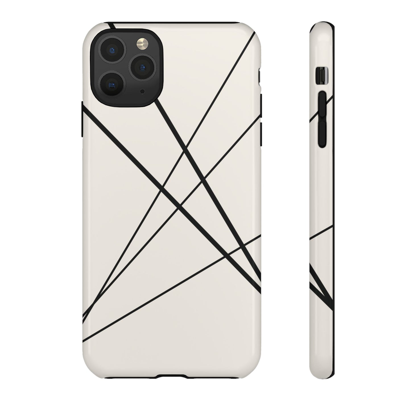 iPhone 11 Pro Max / Glossy Phone Case - Abstract White with Black Lines Phone Case