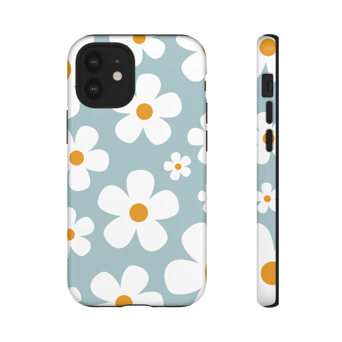 Cute Blue Daisy Pattern Phone Case - Blue Phone Case - iPhone 12 Mini / Glossy