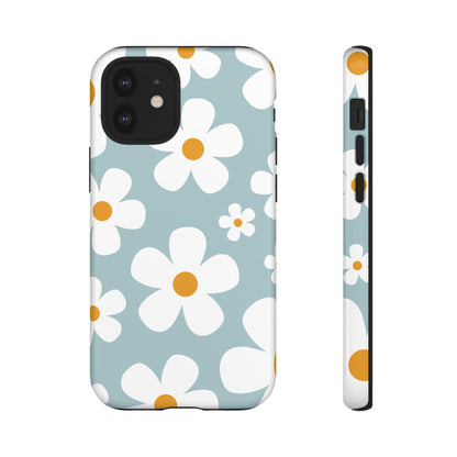 Cute Blue Daisy Pattern Phone Case - Blue Phone Case - iPhone 12 Mini / Glossy