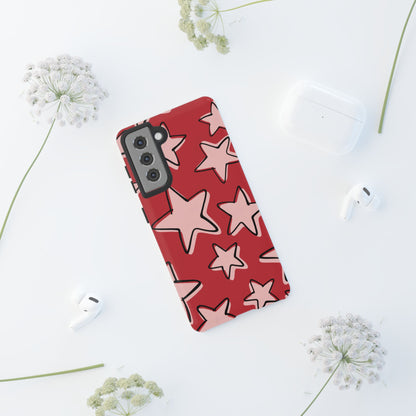Cherry Red Doodle Star Phone Case
