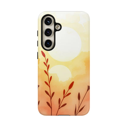Samsung Galaxy S24 / Glossy Phone Case - Watercolour Wildflower & Sun Design Phone Case