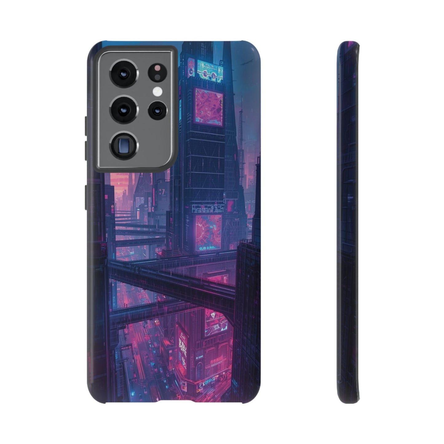 Neon Cyberpunk Megacity Sci-fi Phone Case - Blue Phone Case - Samsung Galaxy S21 Ultra / Glossy