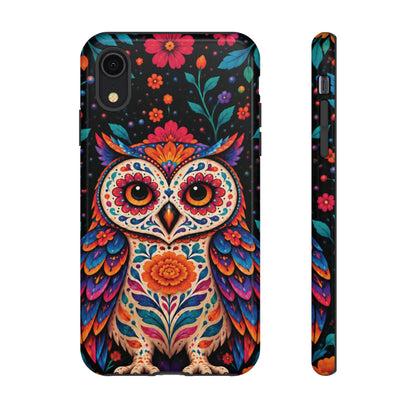 Vibrant Orange and Turquoise Calavera Owl Phone Case - Multicolor Phone Case - iPhone XR / Glossy