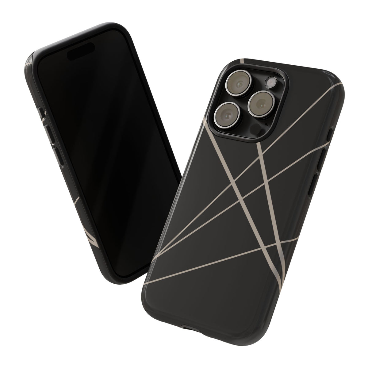 Abstract Black with Grey Lines Phone Case - Black Phone Case