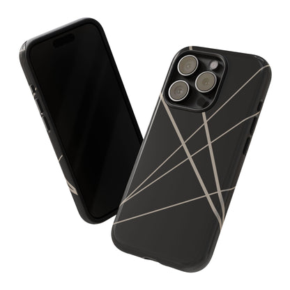 Abstract Black with Grey Lines Phone Case - Black Phone Case