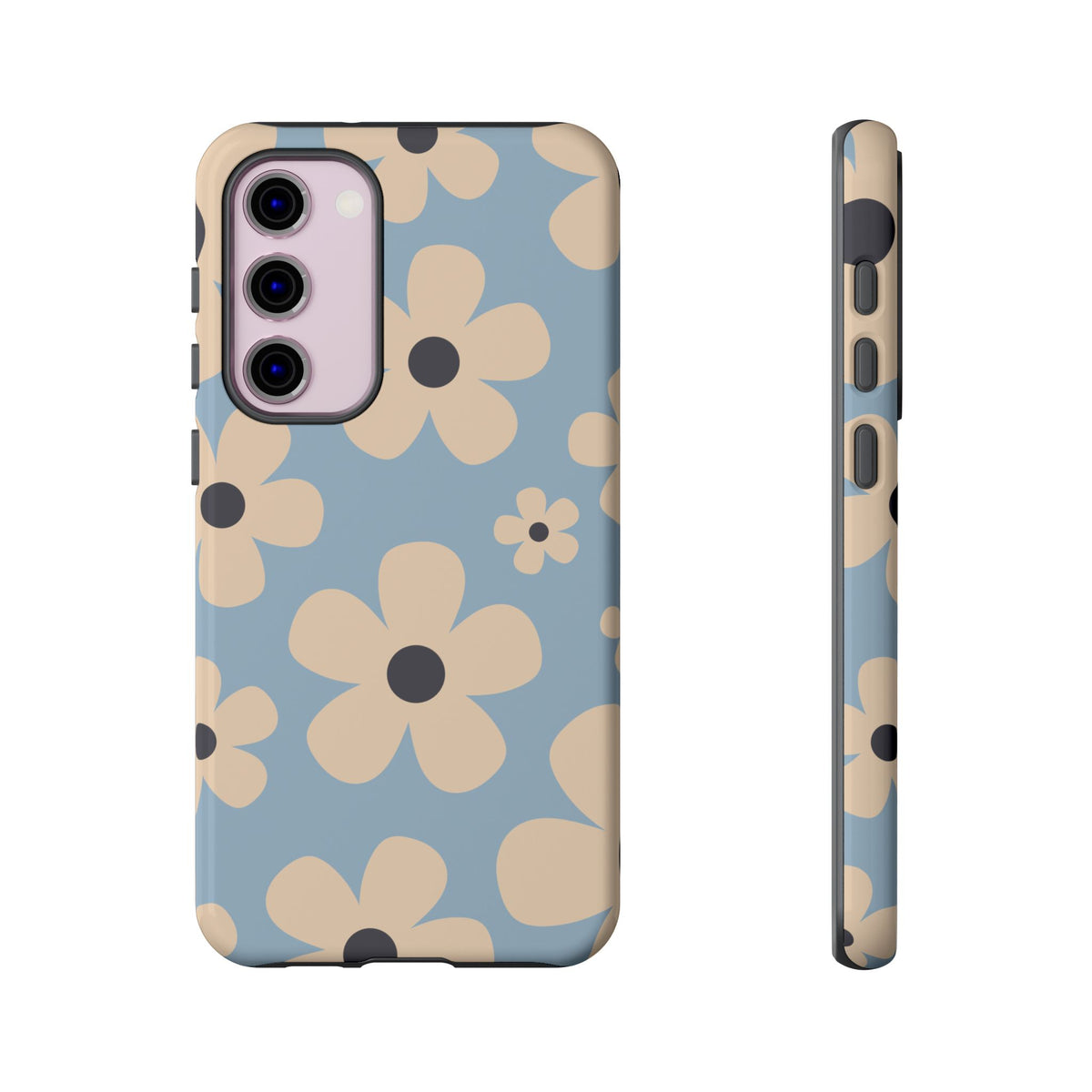 Cute Light Blue & Cream Daisy Pattern Phone Case - Blue Phone Case - Samsung Galaxy S23 Plus / Glossy