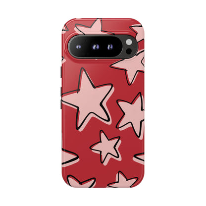Cherry Red Doodle Star Phone Case