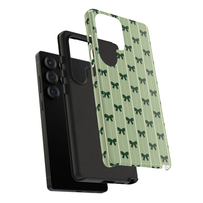 Retro Forest Green Bow Pattern Phone Case