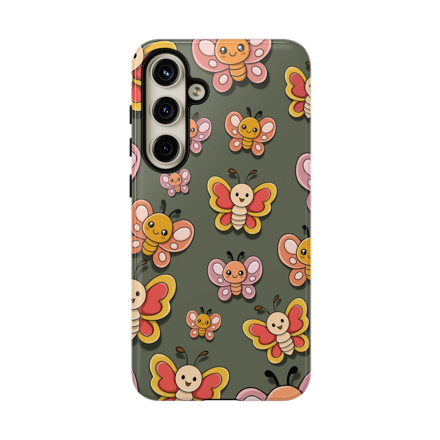 Samsung Galaxy S24 Plus / Glossy Phone Case - Green Butterfly Sticker Design Phone Case