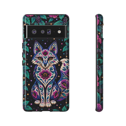 Vibrant Purple and Teal Calavera Fox Phone Case - Multicolor Phone Case - Google Pixel 6 Pro / Glossy